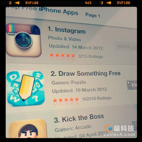 Instagram因购得福,荣登 iOS 应用软件榜首