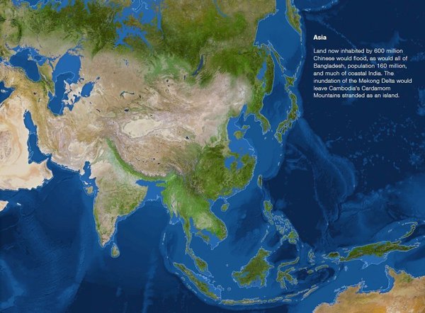 海平面上升66米后，地球将会怎样？