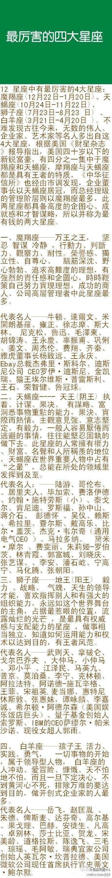 看到这个我乐了--最厉害的四大星座