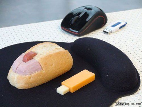 面包火腿做鼠标 创意食物大集合